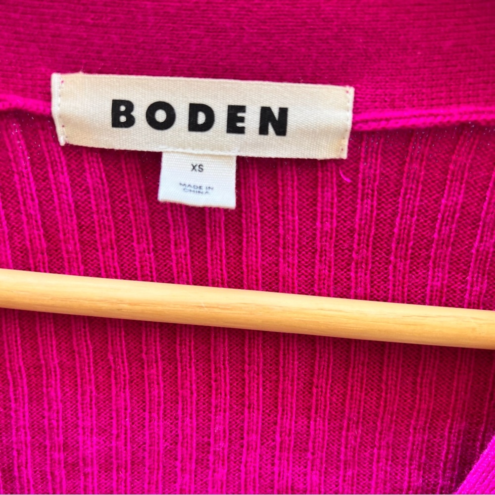 Boden Merino Cropped Rib Cardigan Pink XS - Picture 6 of 7